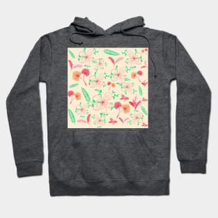 Abstract Flowers & Leaves Pattern In Yellow Background Hoodie